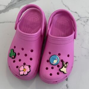 CROCS Kids Fun Pink Slippers with Charms